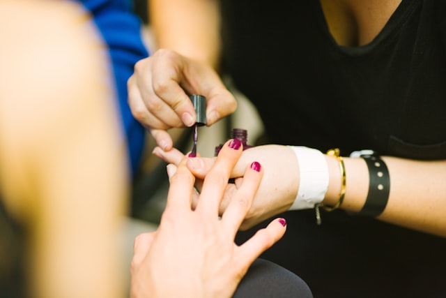 Close-up of a freshly finished manicure